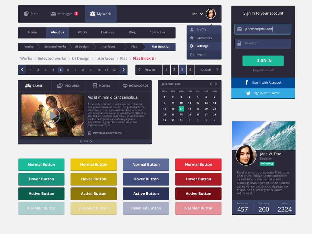 Flat Rounded Square UI Kit