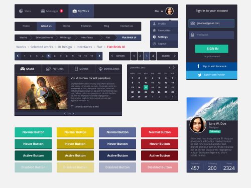 Flat Rounded Square UI Kit