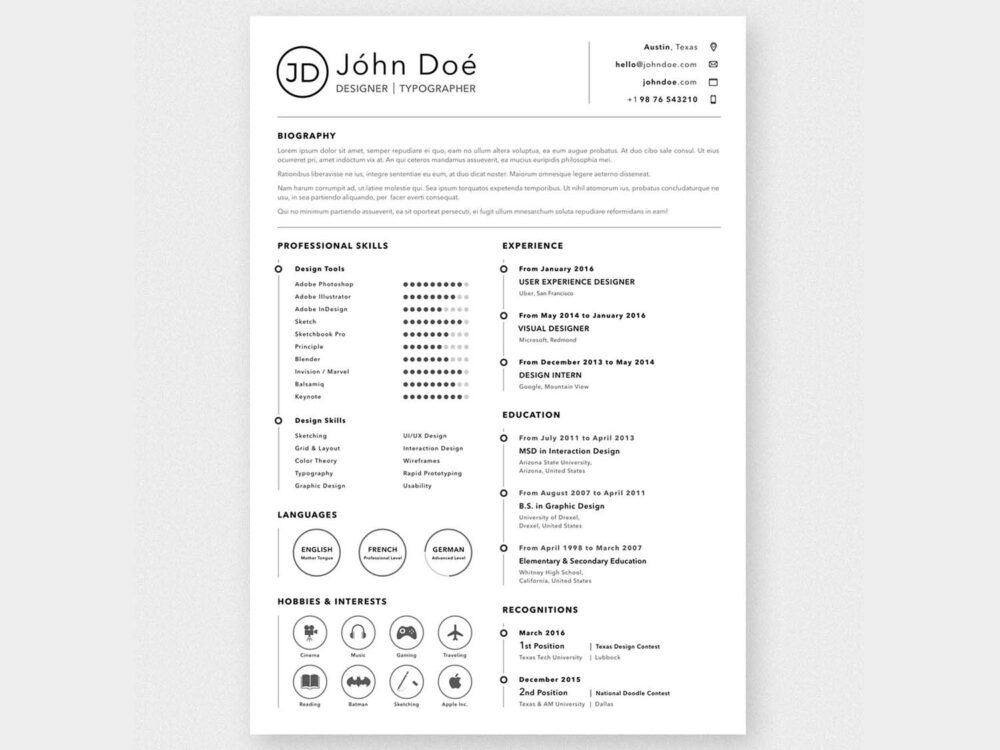 Free A4 Resume Template