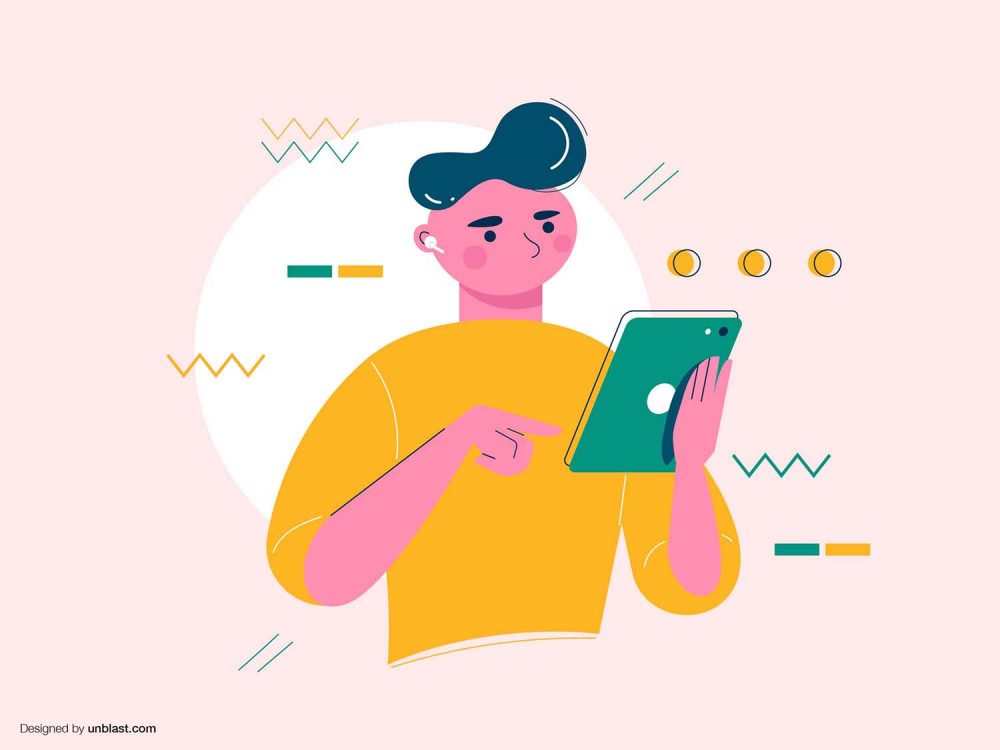 Free Boy with Tablet Illustration