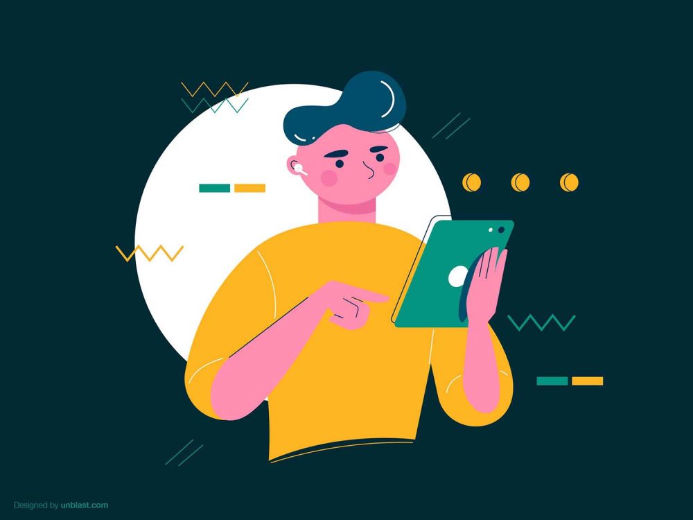 Free Boy with Tablet Illustration