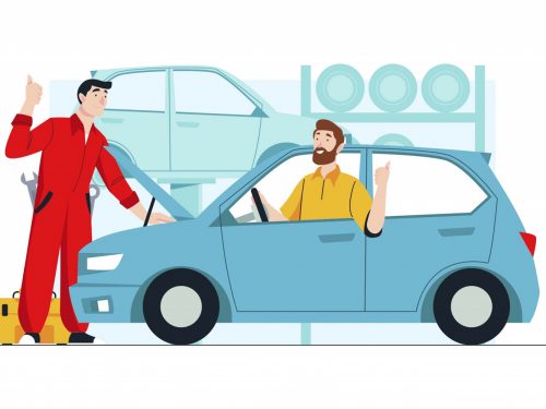 Free Car Fixing Vector Illustration (AI)