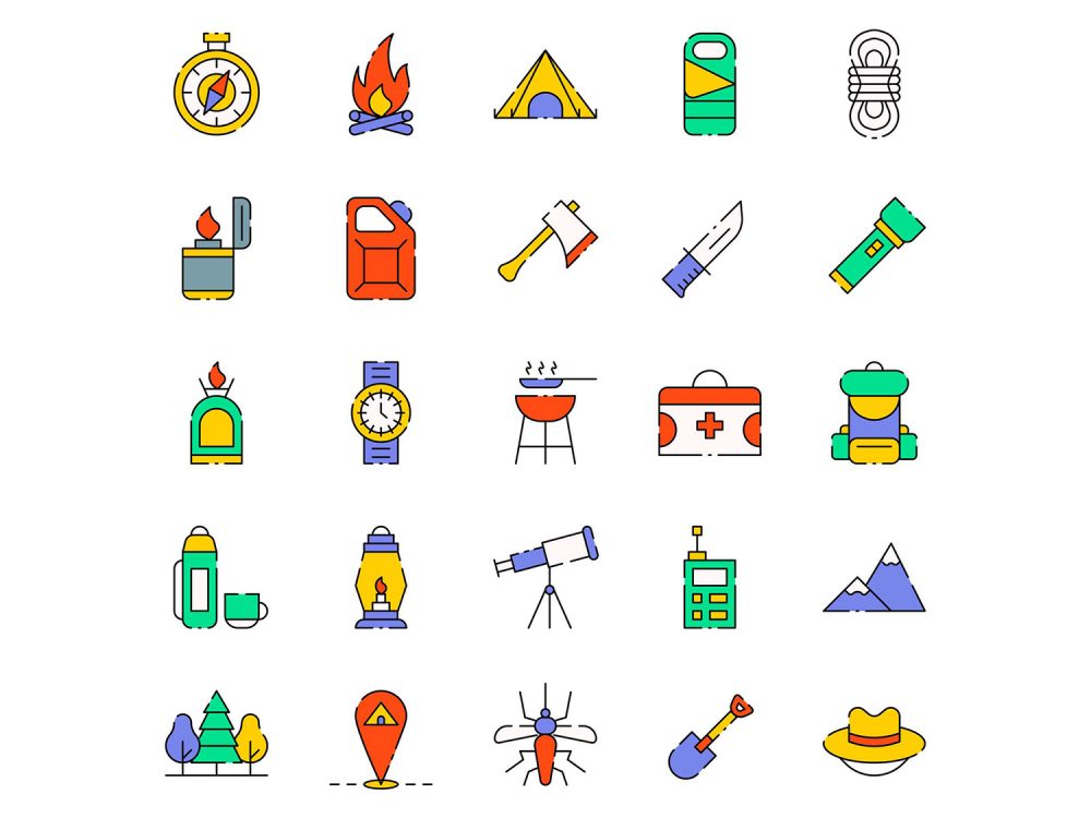 Free Colored Camping Vector Icons