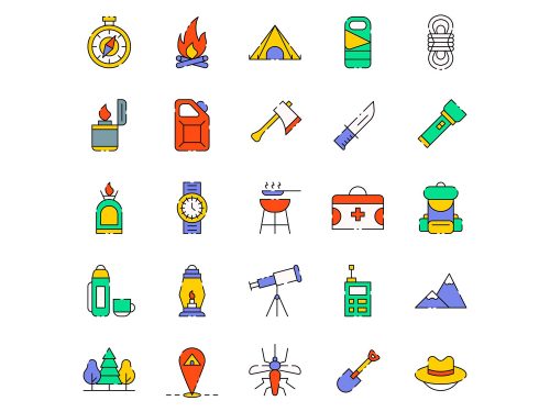 Free Colored Camping Vector Icons
