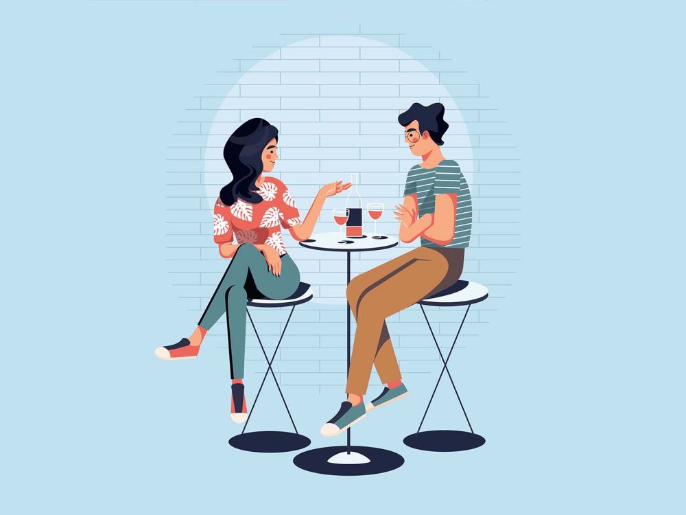 Free Couple Dating Vector Illustration