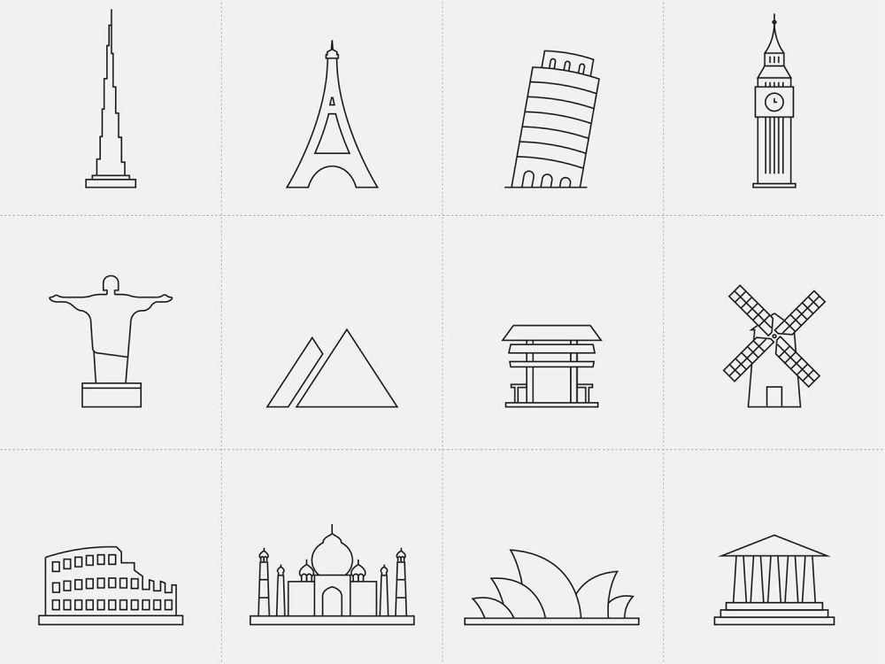 Free Landmark Line Icons