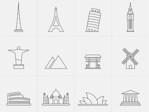 Free Landmark Line Icons