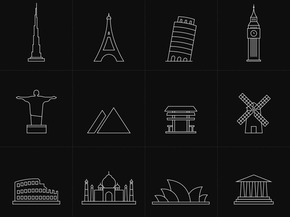 Free Landmark Line Icons