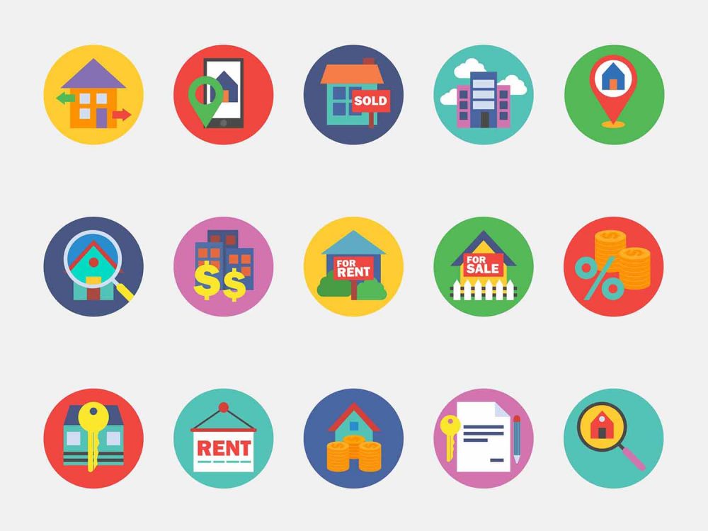 Free Round Real Estate Vector Icons