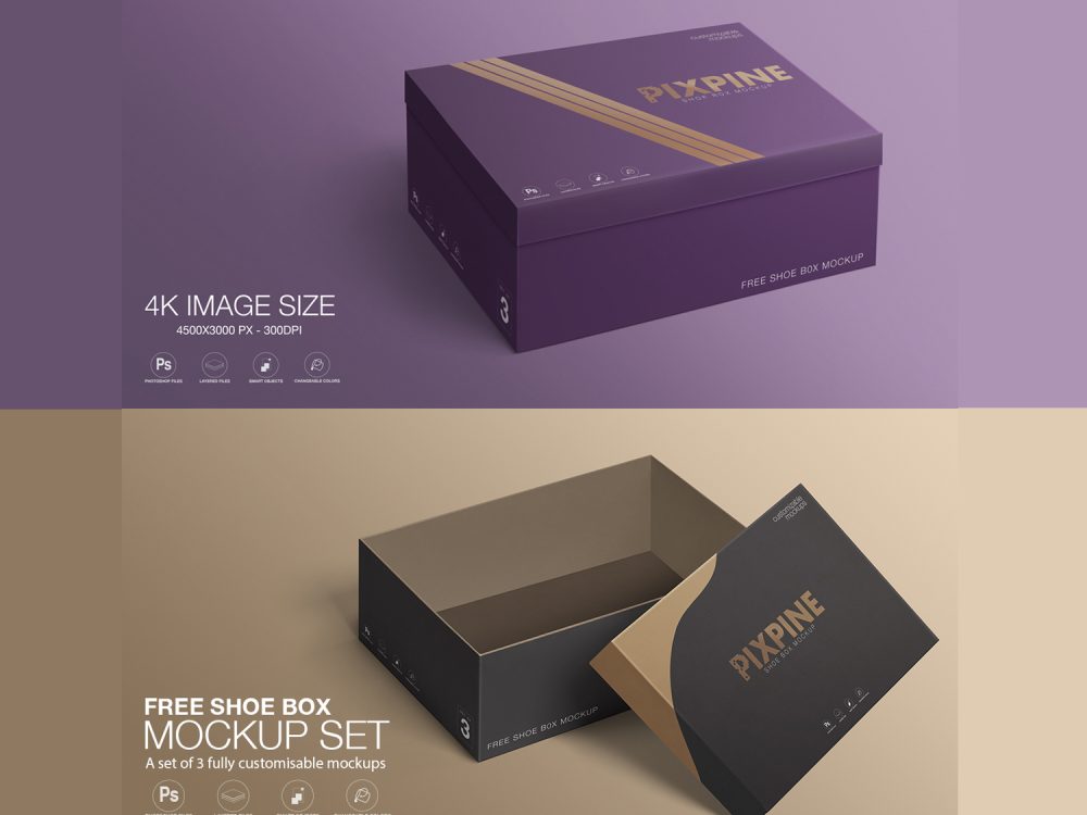 Free Shoebox Mockup Set