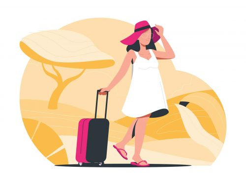 Girl Traveling Illustration