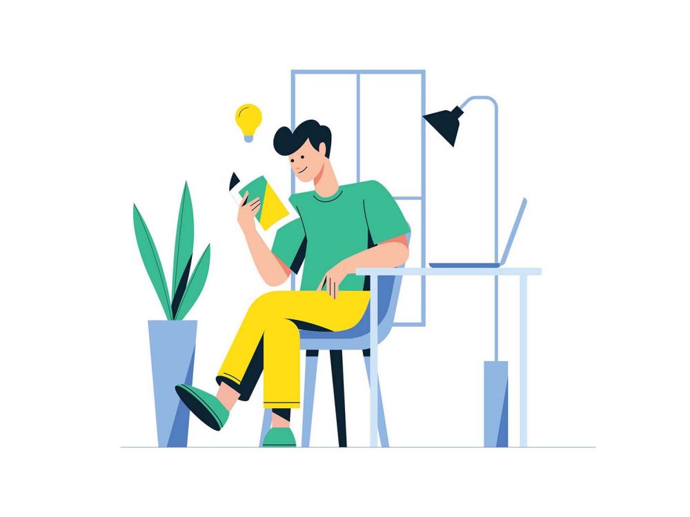 Man Reading a Book Vector Illustration
