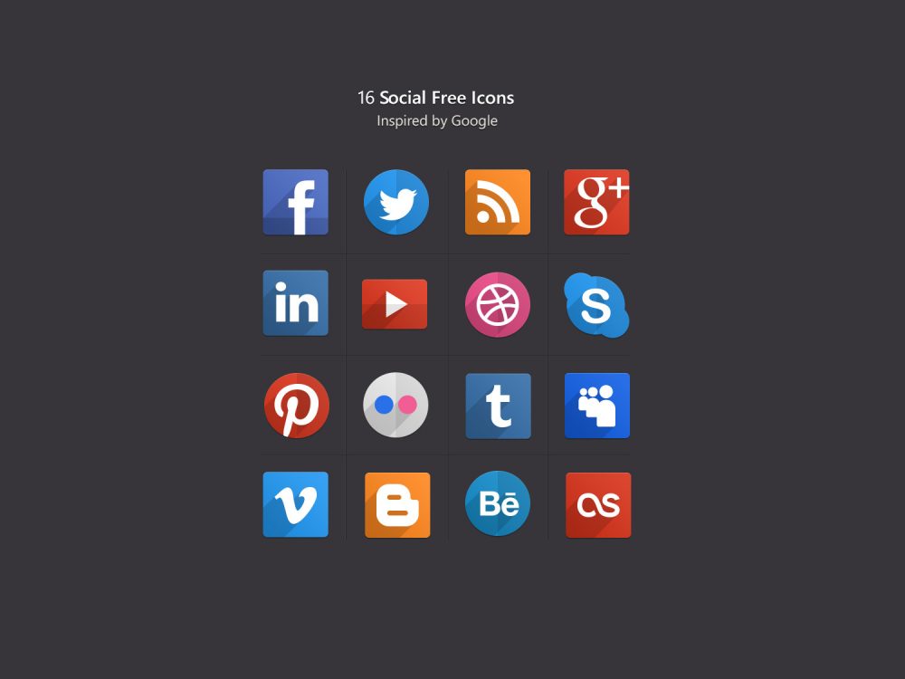 PSD Flat Social Icons