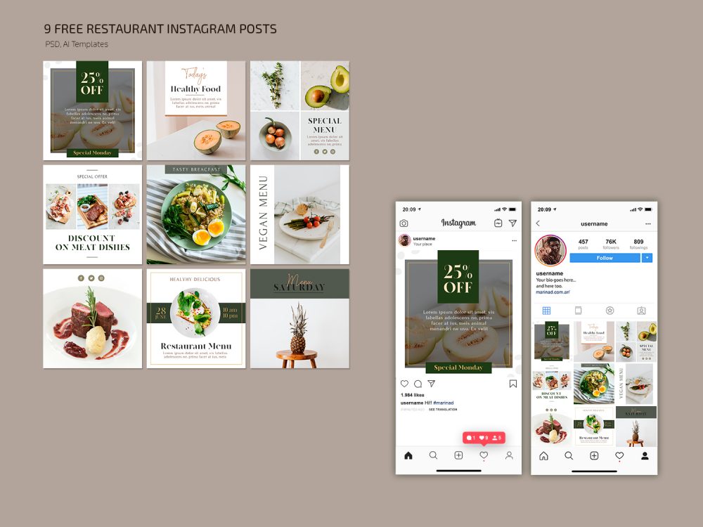 Restaurant Instagram Post Templates