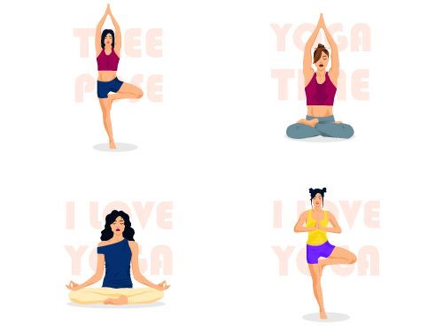 Set of Yoga Positions Illustrations