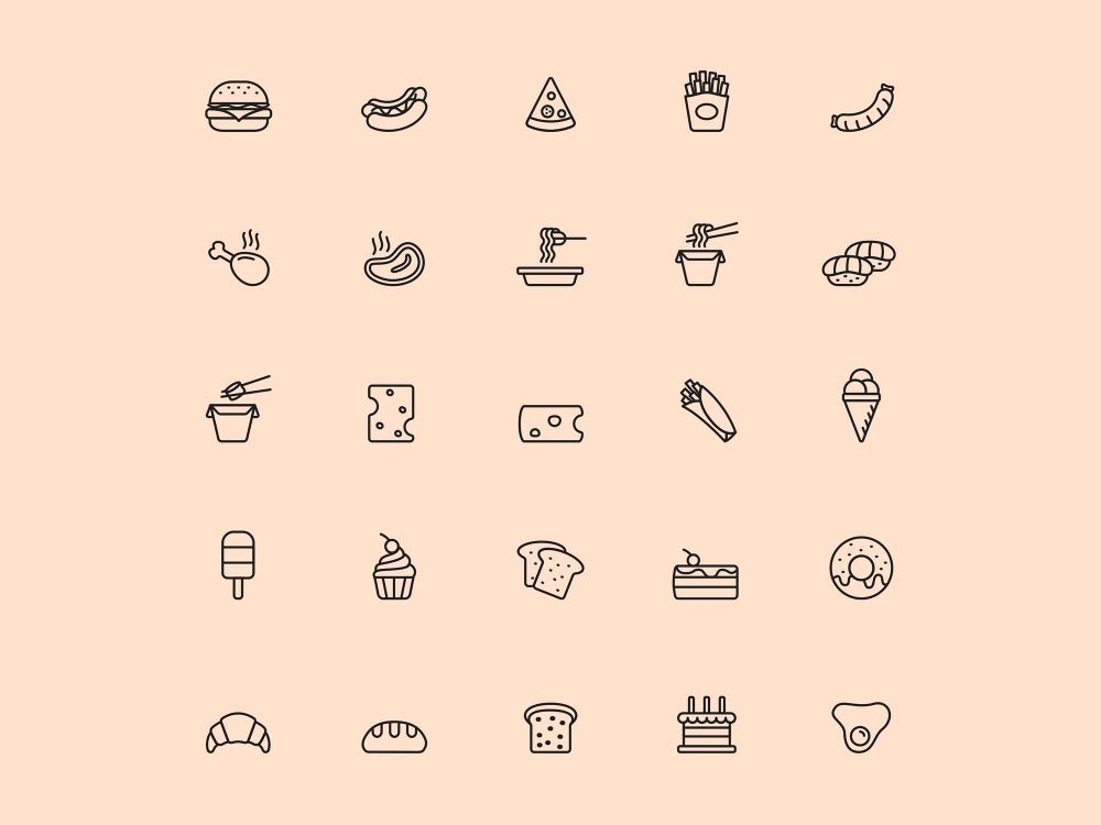 25 Food Vector Icons