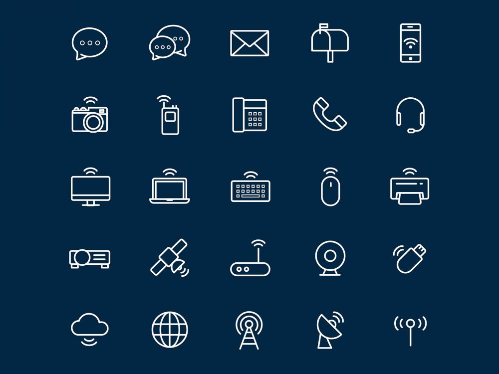 25 Free Line Vector Communication Icons
