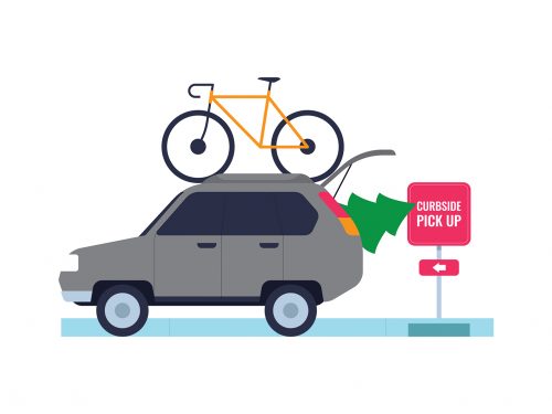 Car Loading at Curbside Pick Up Illustration