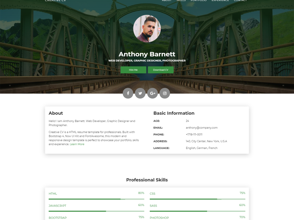 Creative CV HTML Template