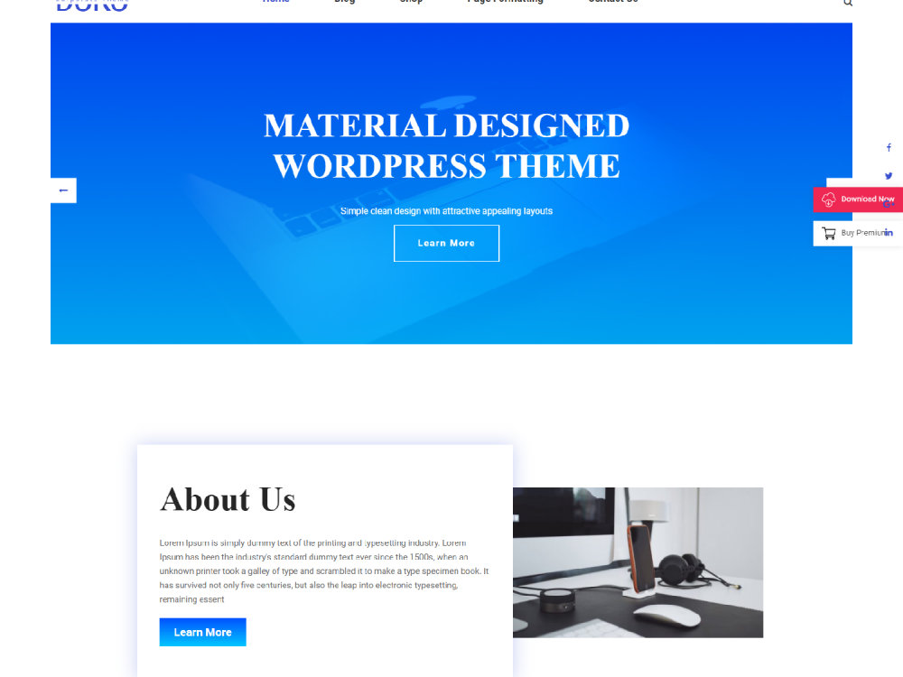 Doko Material Design WordPress Theme