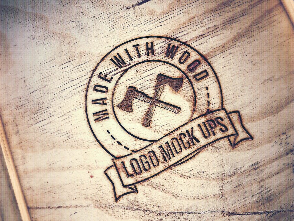 Engraved Wood Logo Free Mockup