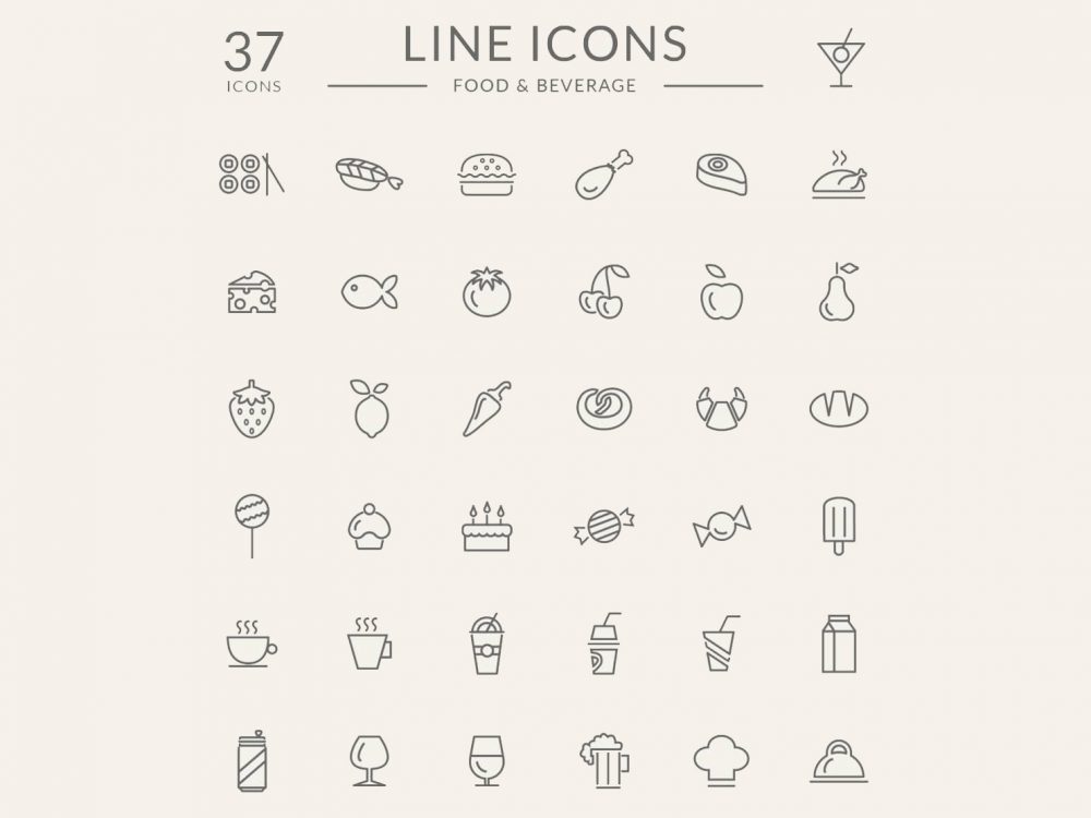 Food And Beverage Line Icon Set