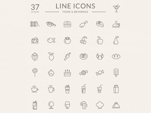 Food And Beverage Line Icon Set
