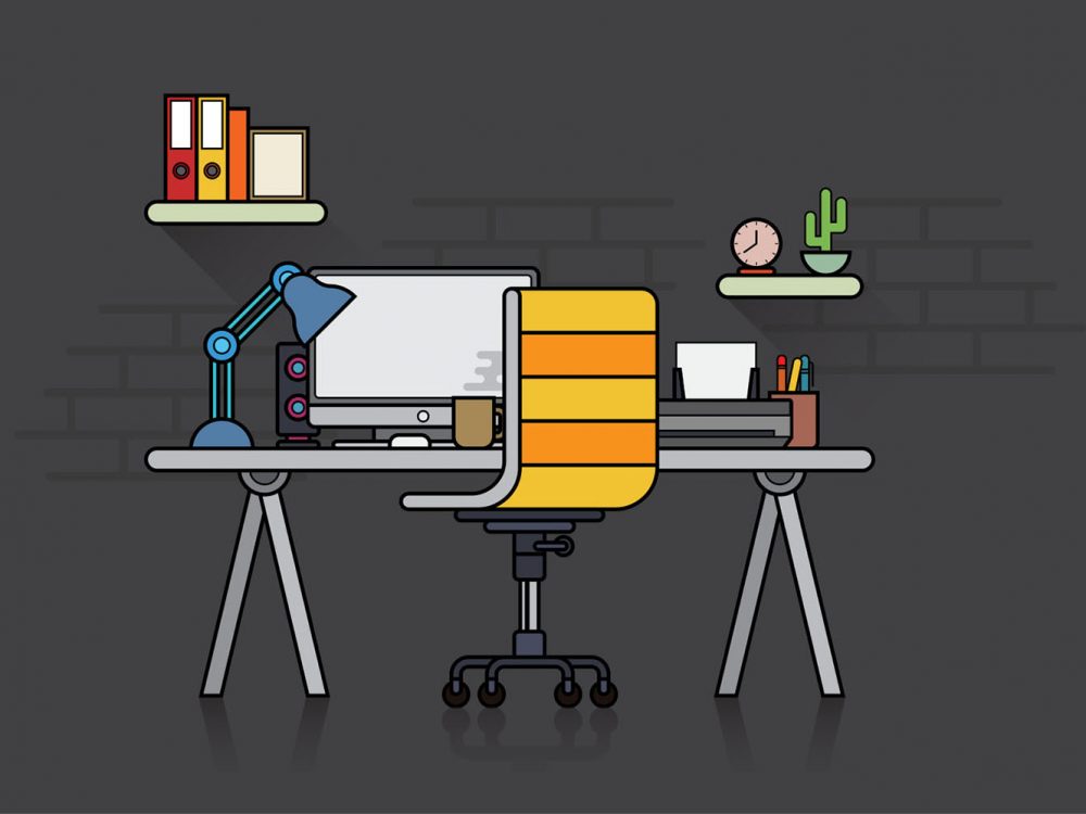 Free Flat Design Workspace Illustration
