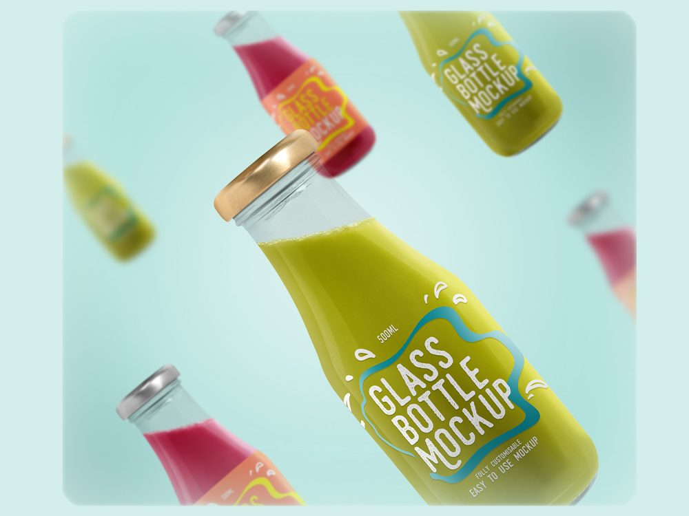 Free Glass Bottle Mockup