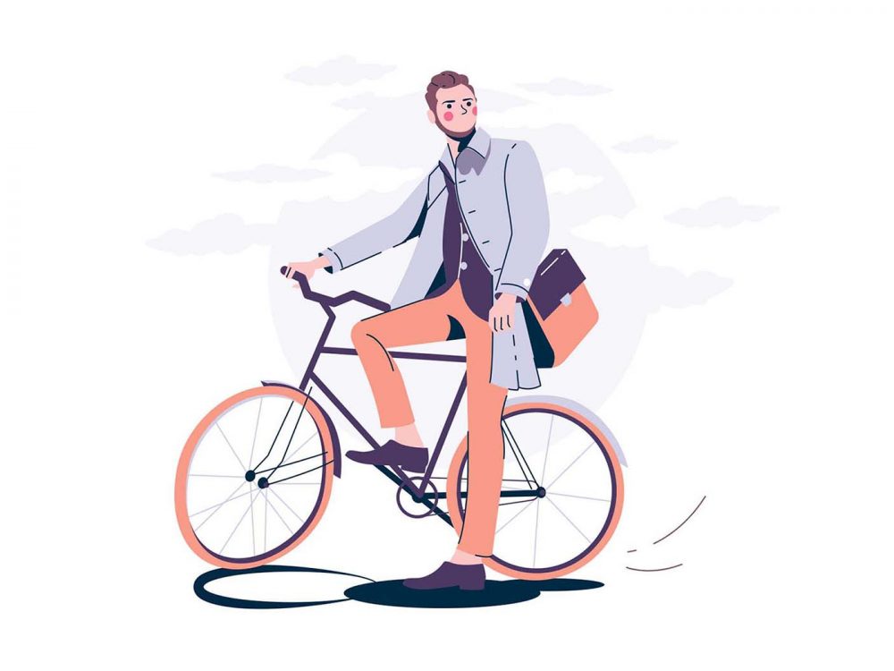 Free Man with Bike Illustration