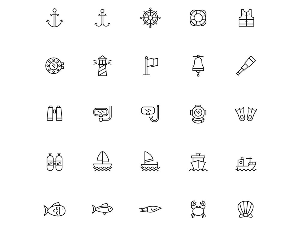 Free Nautical Line Vector Icons