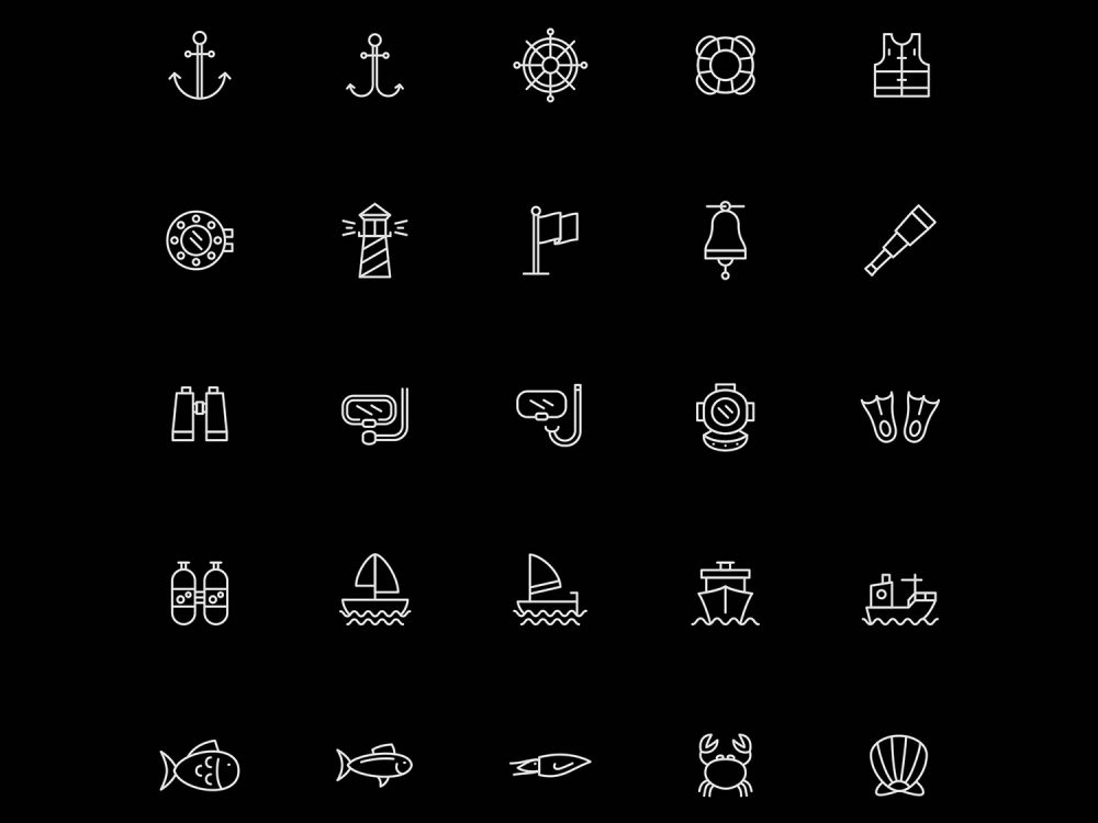 Free Nautical Line Vector Icons