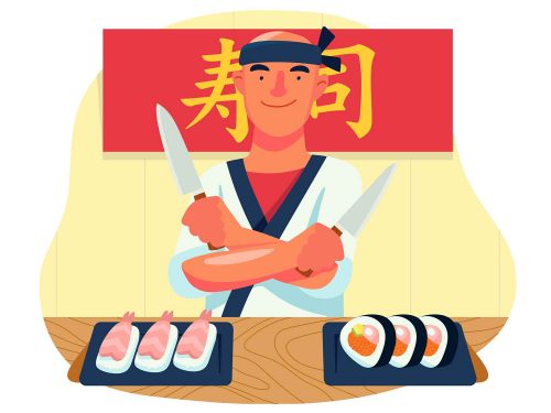 Free Sushi Chef Vector Illustration