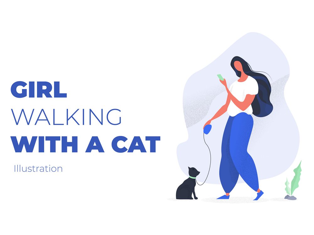Illustration Girl With A Cat