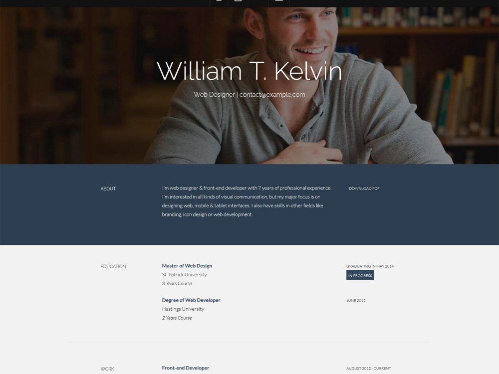 Kelvin – Bootstrap Resume Template
