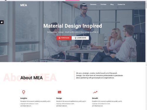 MEA – Material Design Bootstrap HTML5 Template