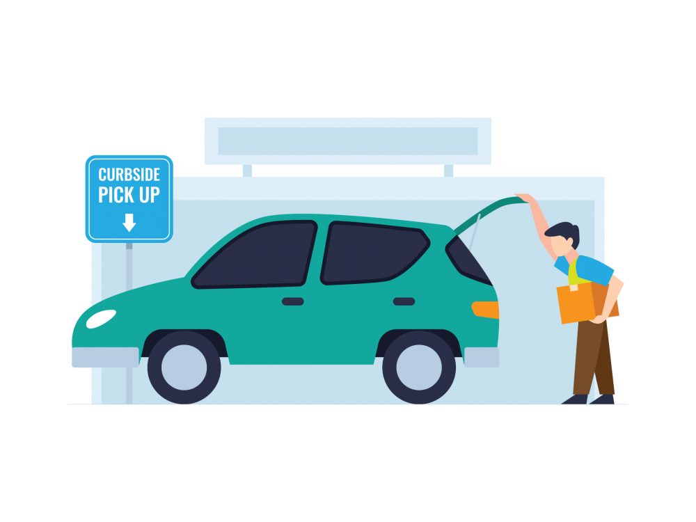 Man Places Item Into Car Trunk Illustration