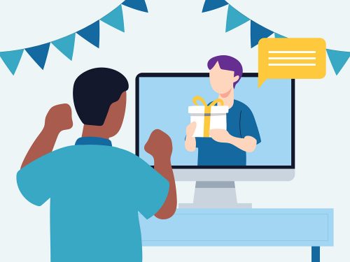 Man Receiving an Online Gift