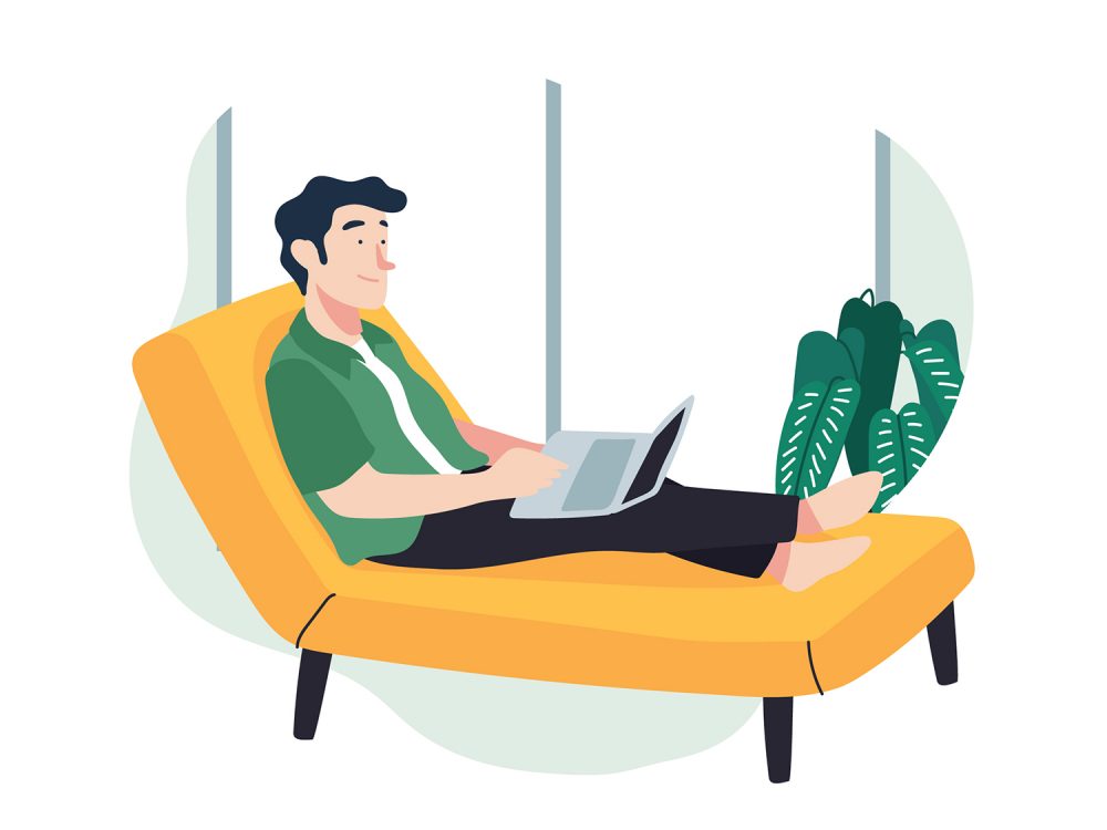 Man Working From the Sofa