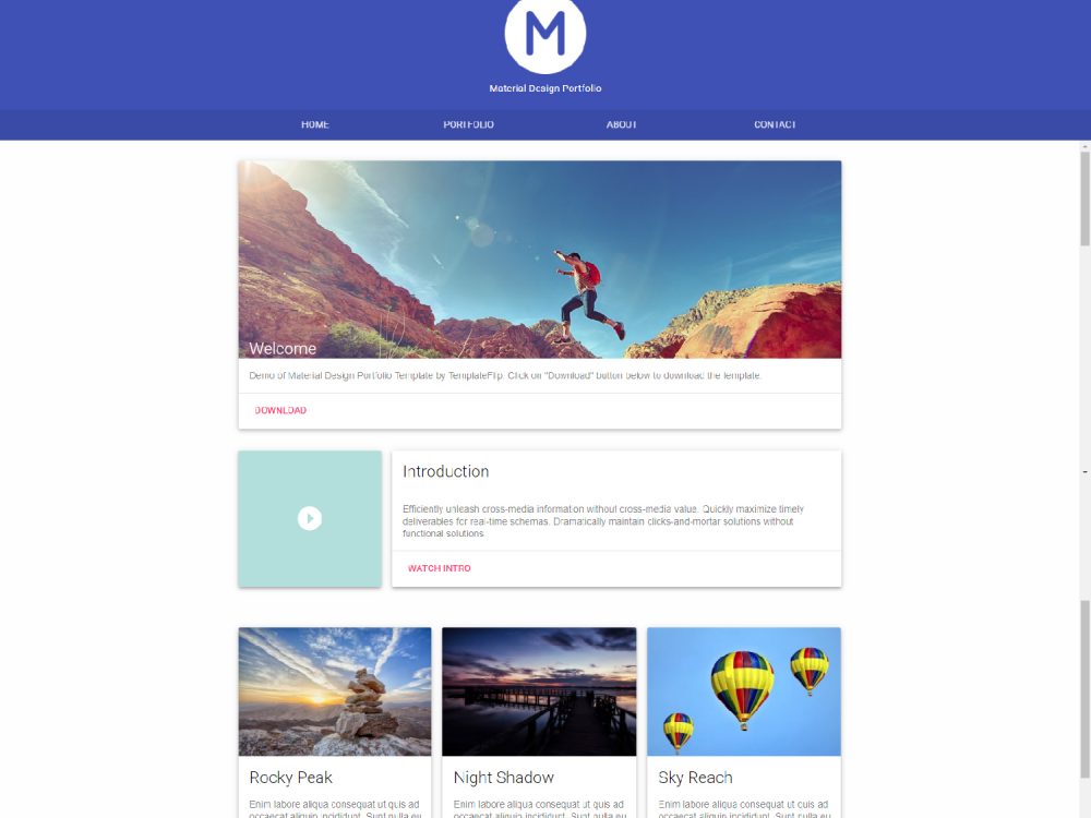 Material Design Portfolio Template