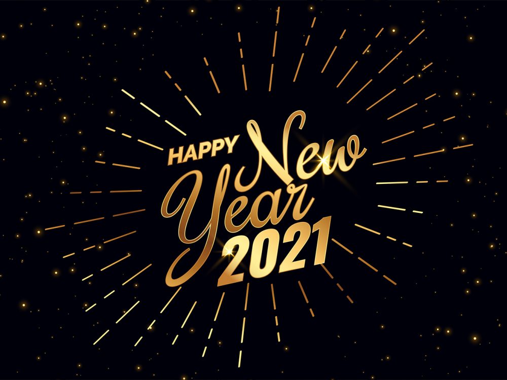Shiny 2021 Happy New Year Golden Background