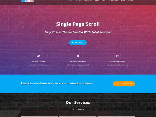 Single Page Scroll WordPress Theme