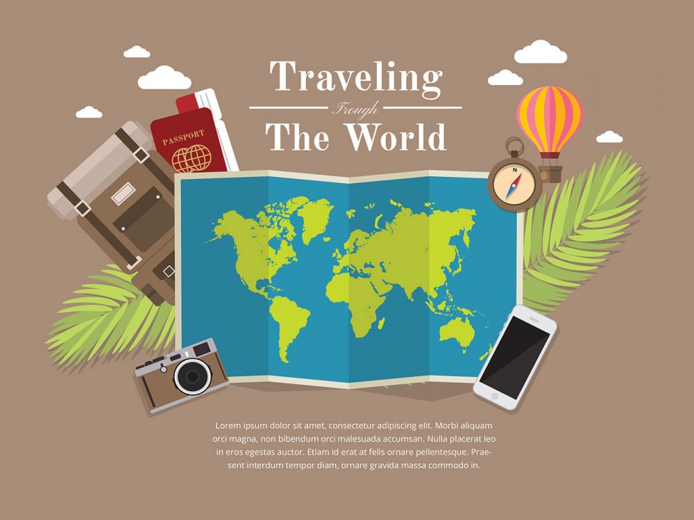 Traveling Through The World Illustration