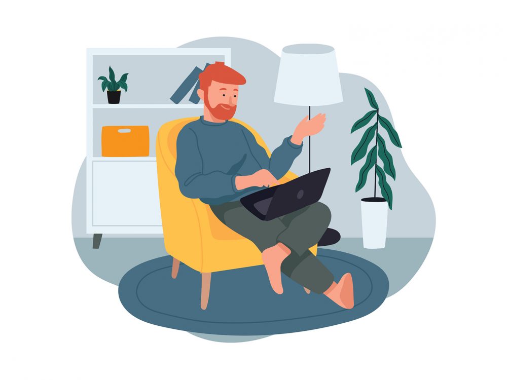 Working from Living Room Illustration