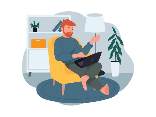 Working from Living Room Illustration