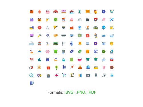 100 Free Flat Color Icons