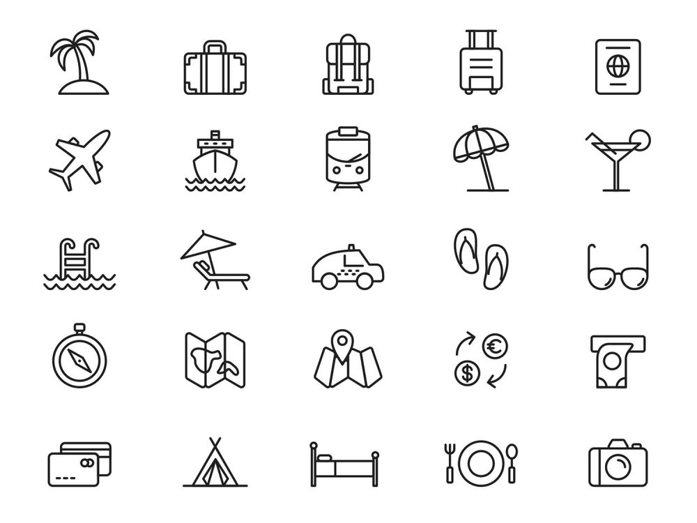 25 Free Travel Illustrator Vector Icons