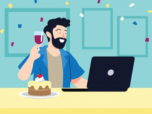 Birthday Online Celebration Illustration