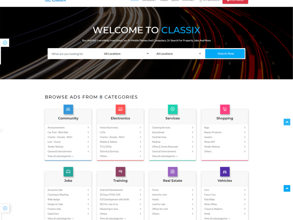 ClassiX – Free Bootstrap HTML5 Classified Ads Template