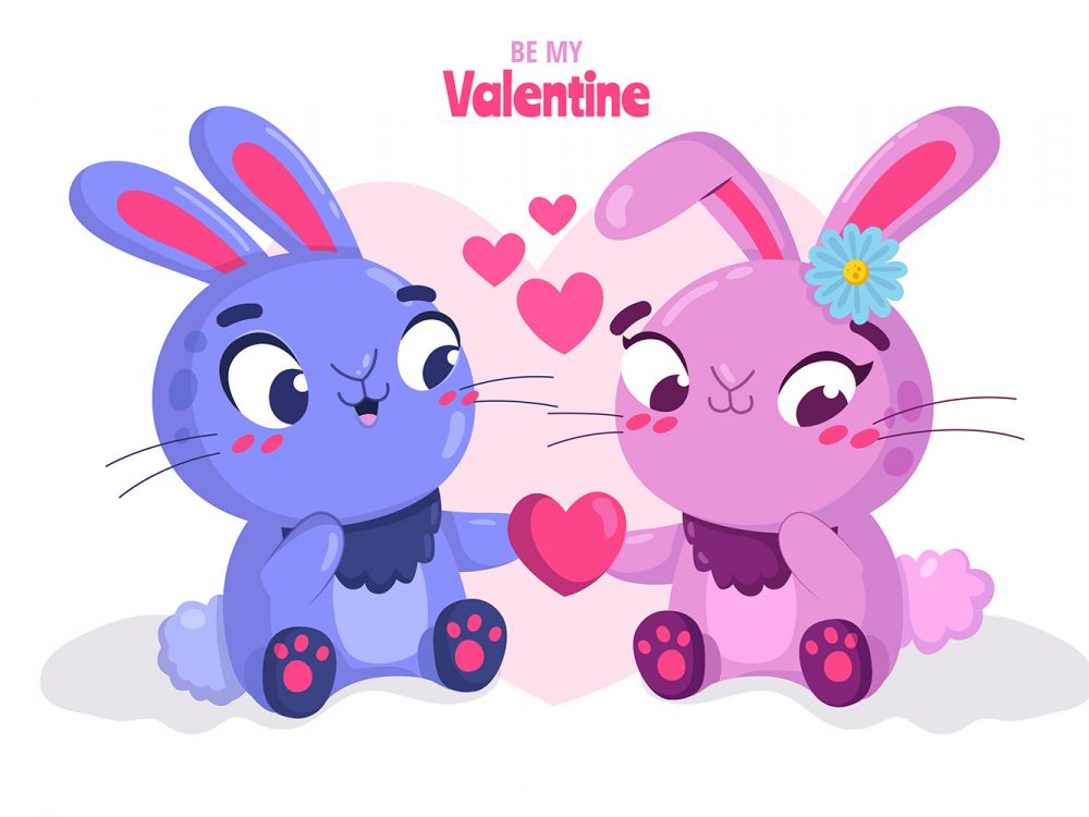 Cute Valentine's Day Bunny Couple Background
